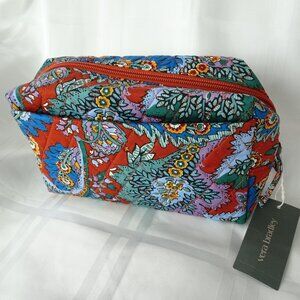 Vera Bradley Medium Quilted Zip Pouch "Flowers & Feathers" cosmetic bag.